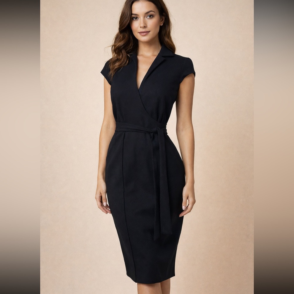 Diane Von Furstenberg Black Wrap Sheath Dress